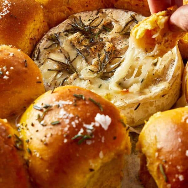 Close up of Sweet Potato Buns with Camembert Cheese