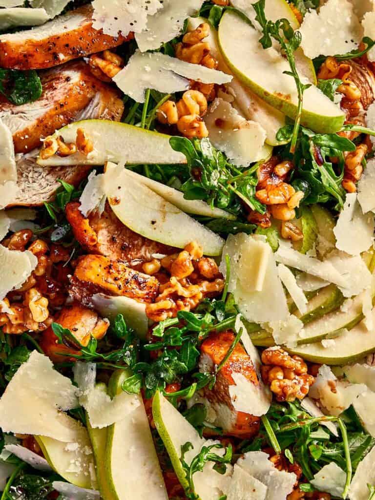 Close view of arugula salad.