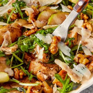 Close view of arugula salad.