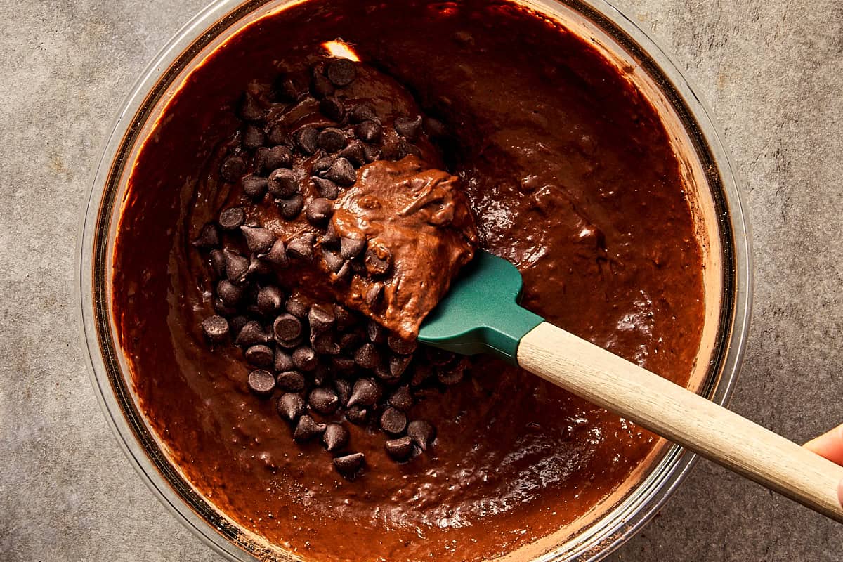 Overview top of bowl with sweet potato mix