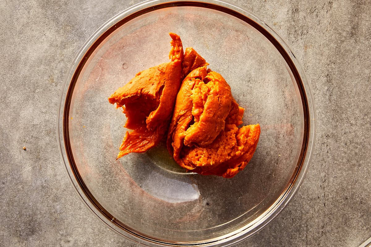 Top overview peeled sweet potato