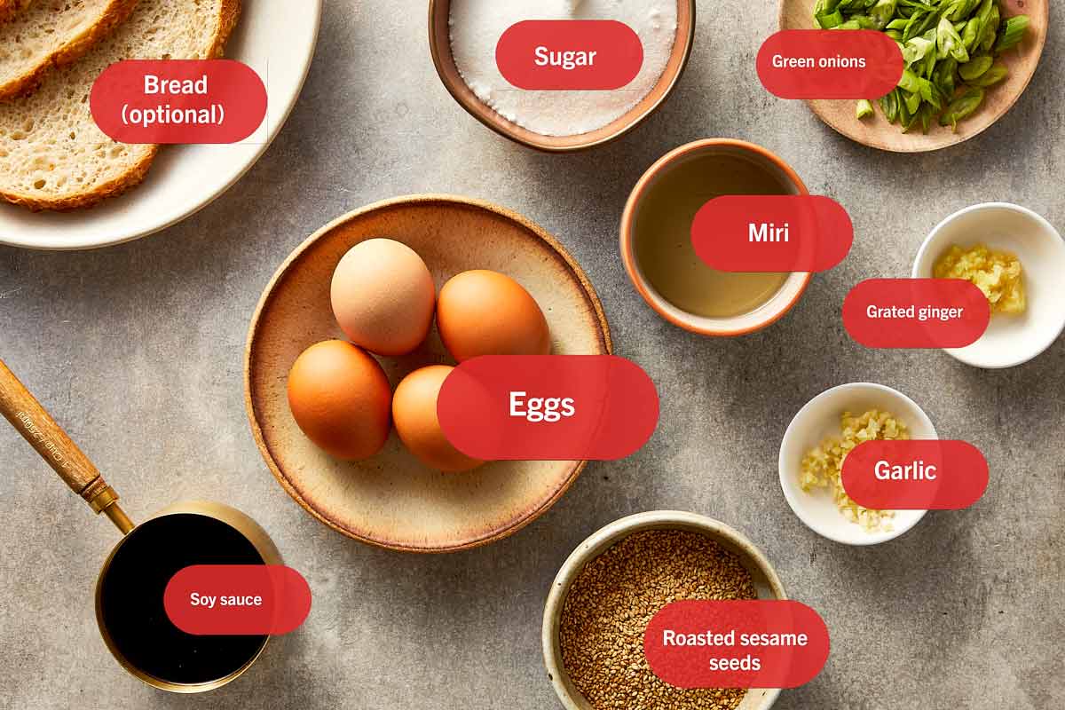 Ingredients for Poached Teriyaki eggs, classic version