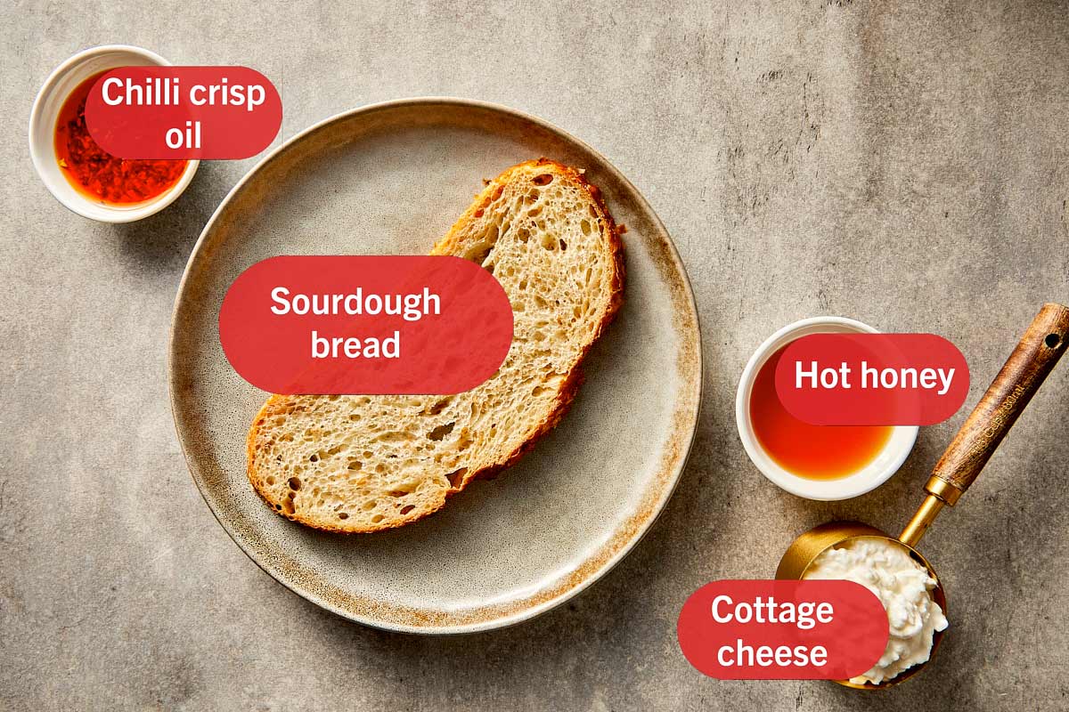 Ingredients for the Cottage Cheese with chili oil and hot honey