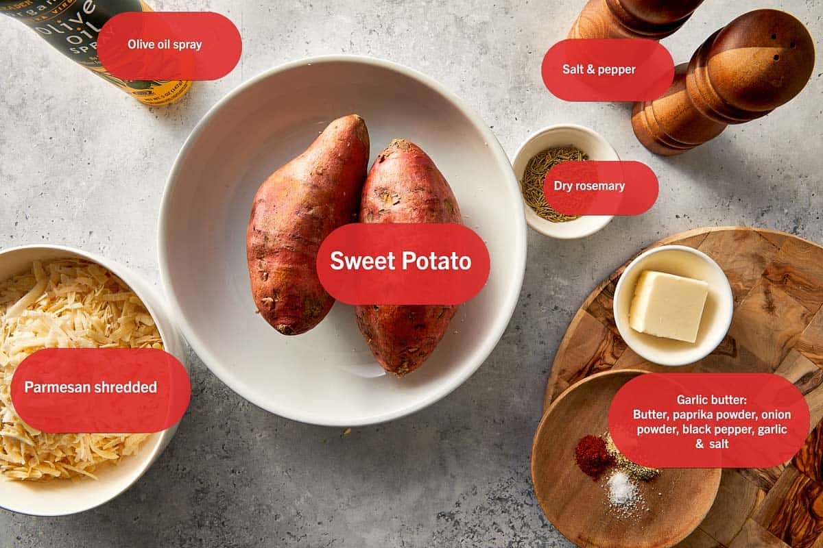 INgredients for baked sweet potato