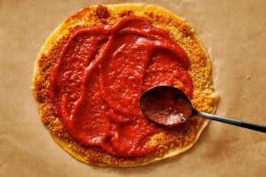 tomato sauce added on chicken tortilla