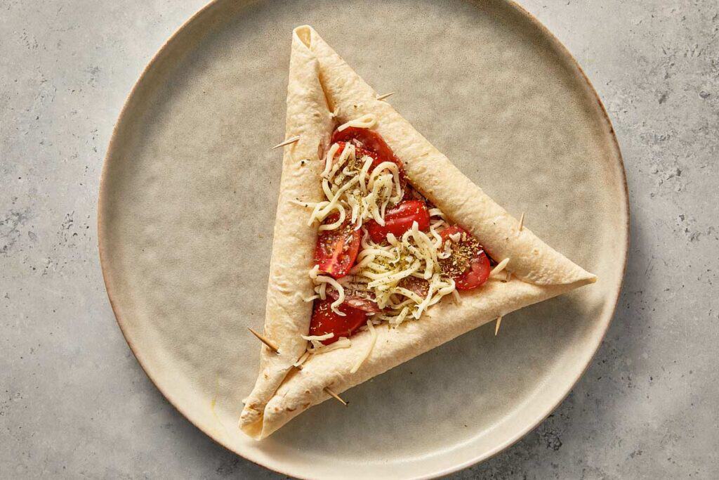 tortilla pizza with mozzarella and pepperoni