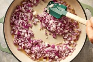 Onion in a pot with melted ghee