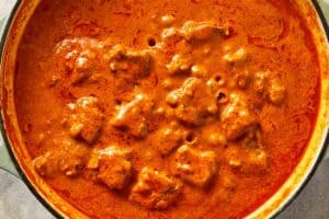 lamb covered with curry sauce