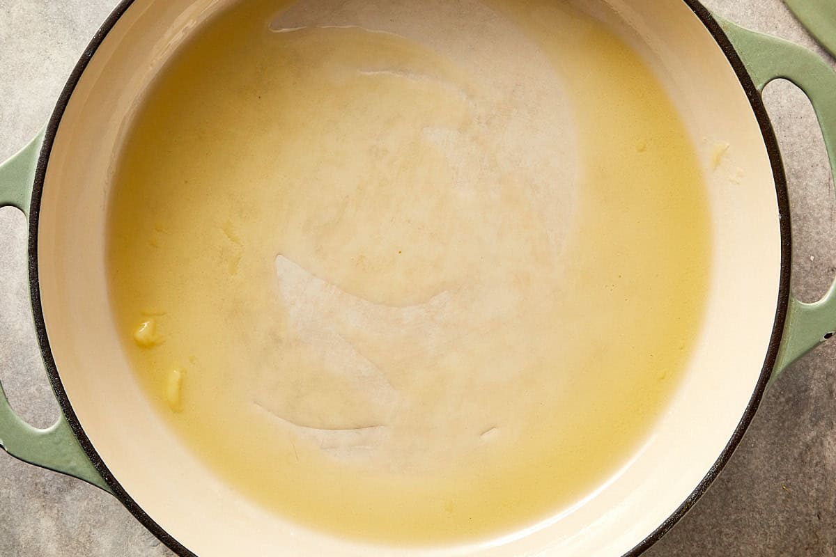 Pot with ghee melted