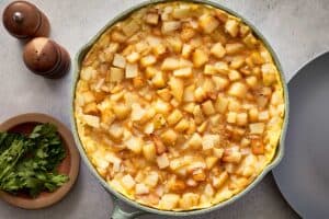 Tortilla española partially set with soft center