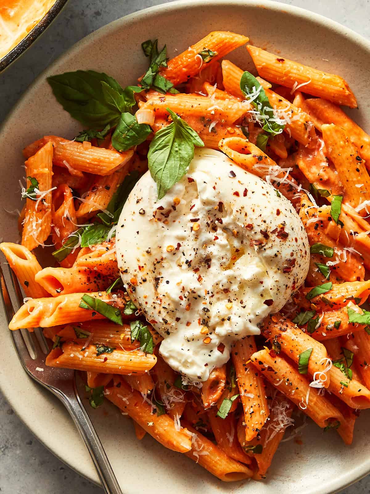 One Pot Spicy Vodka Burrata Pasta Recipe