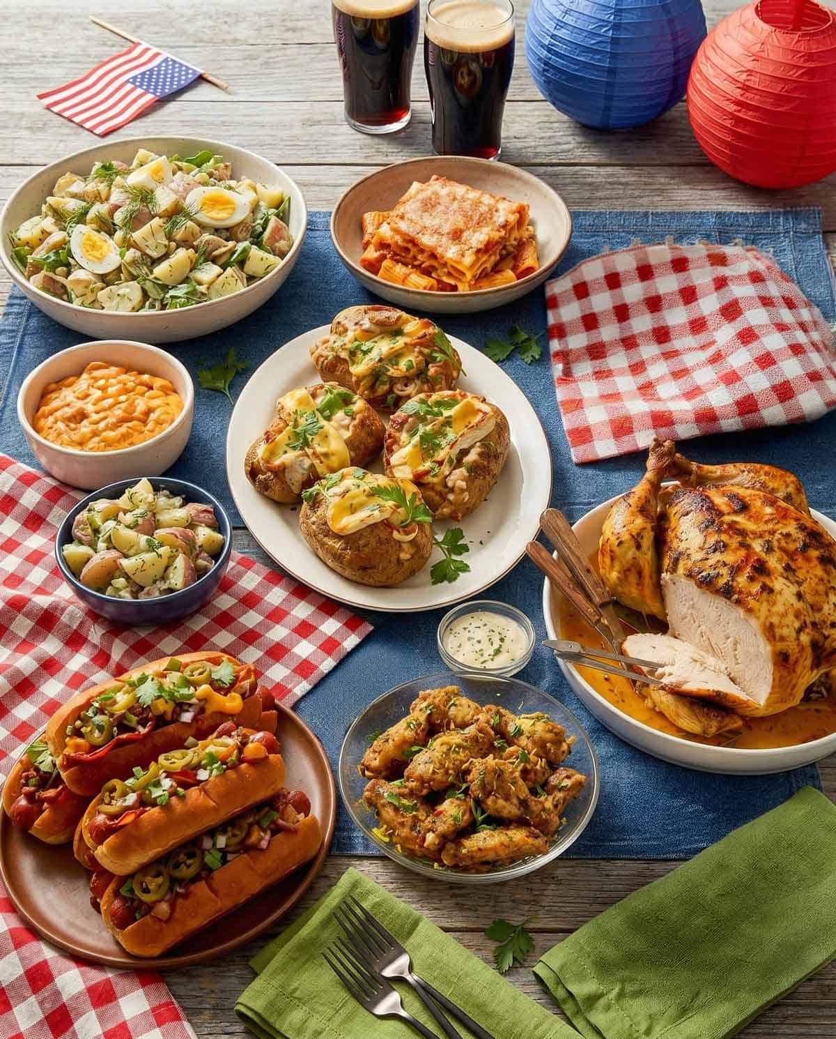 Table with 4th of July Recipes