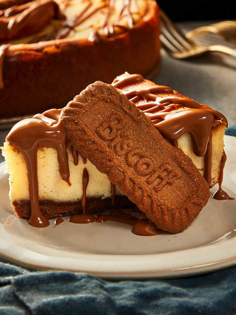 New York Cheesecake served with a biscuit
