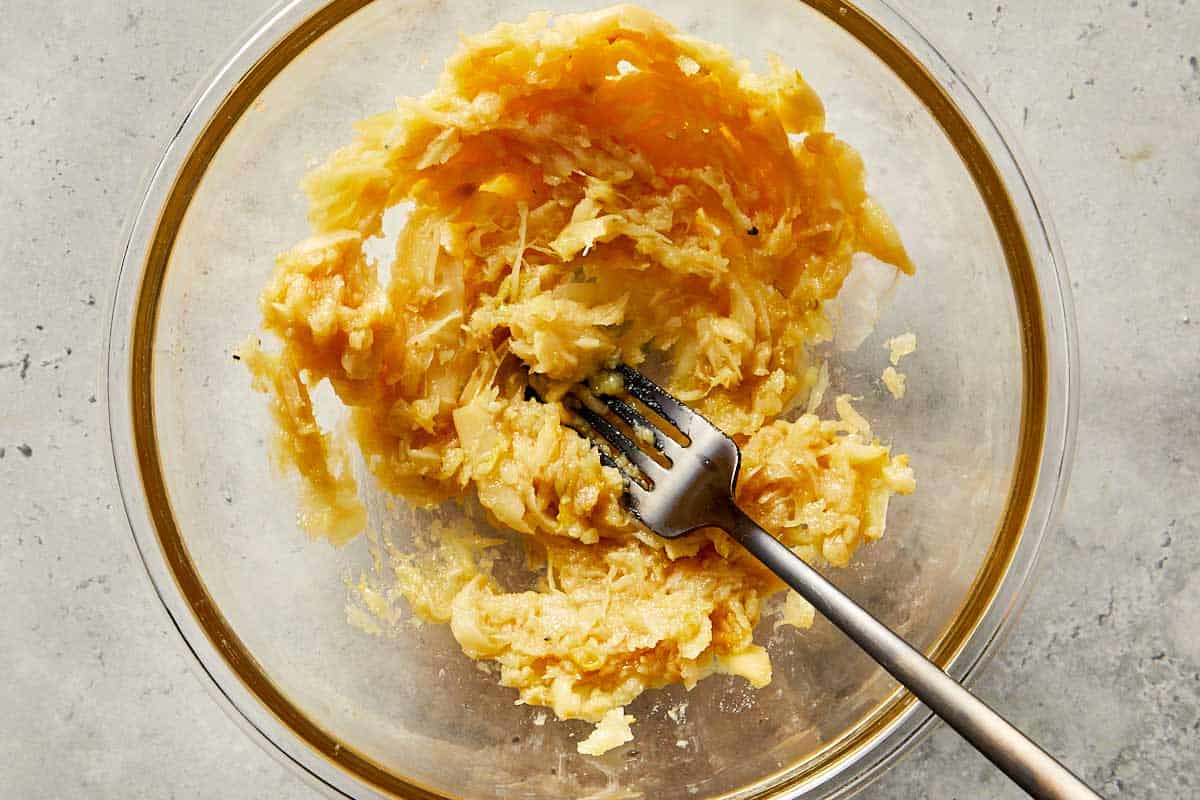 smashed garlic in a plate