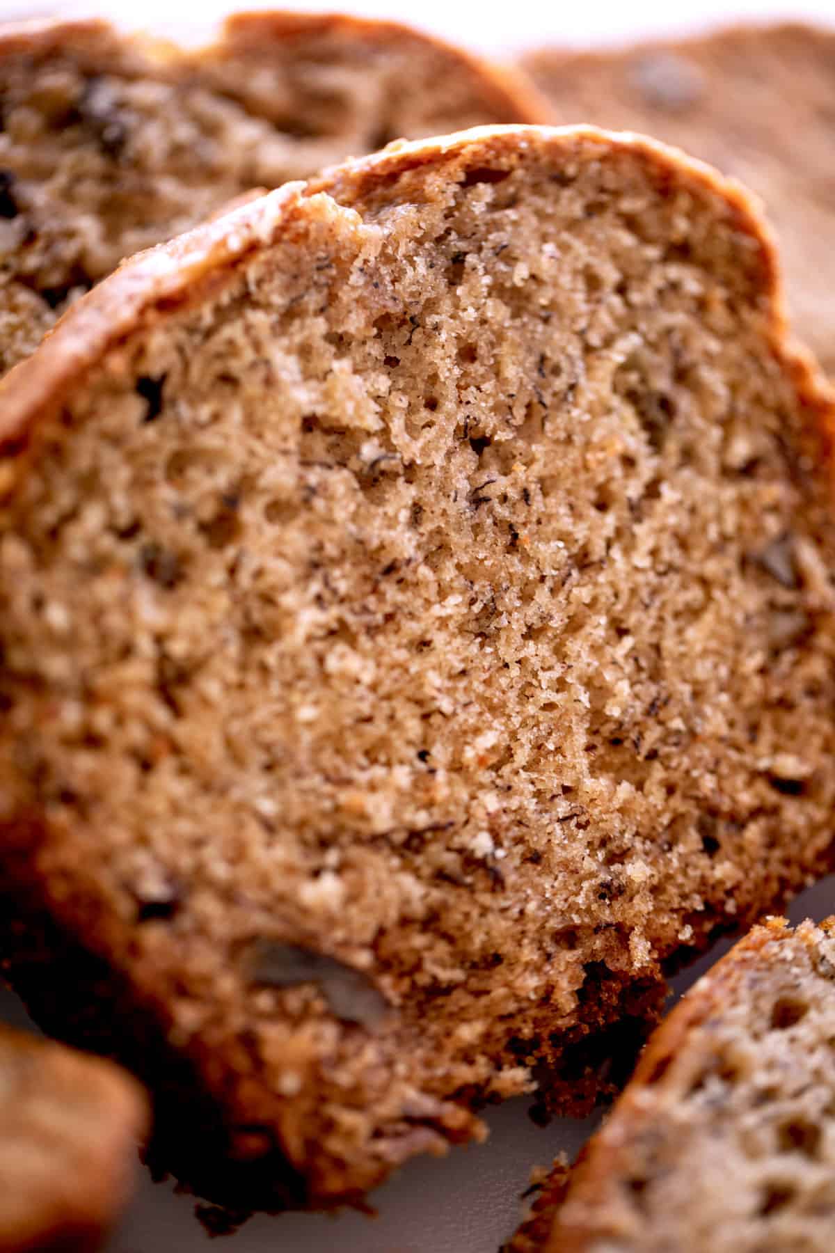 Moist banana bread sliced