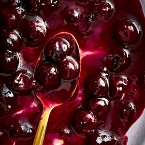 close up blueberry sauce