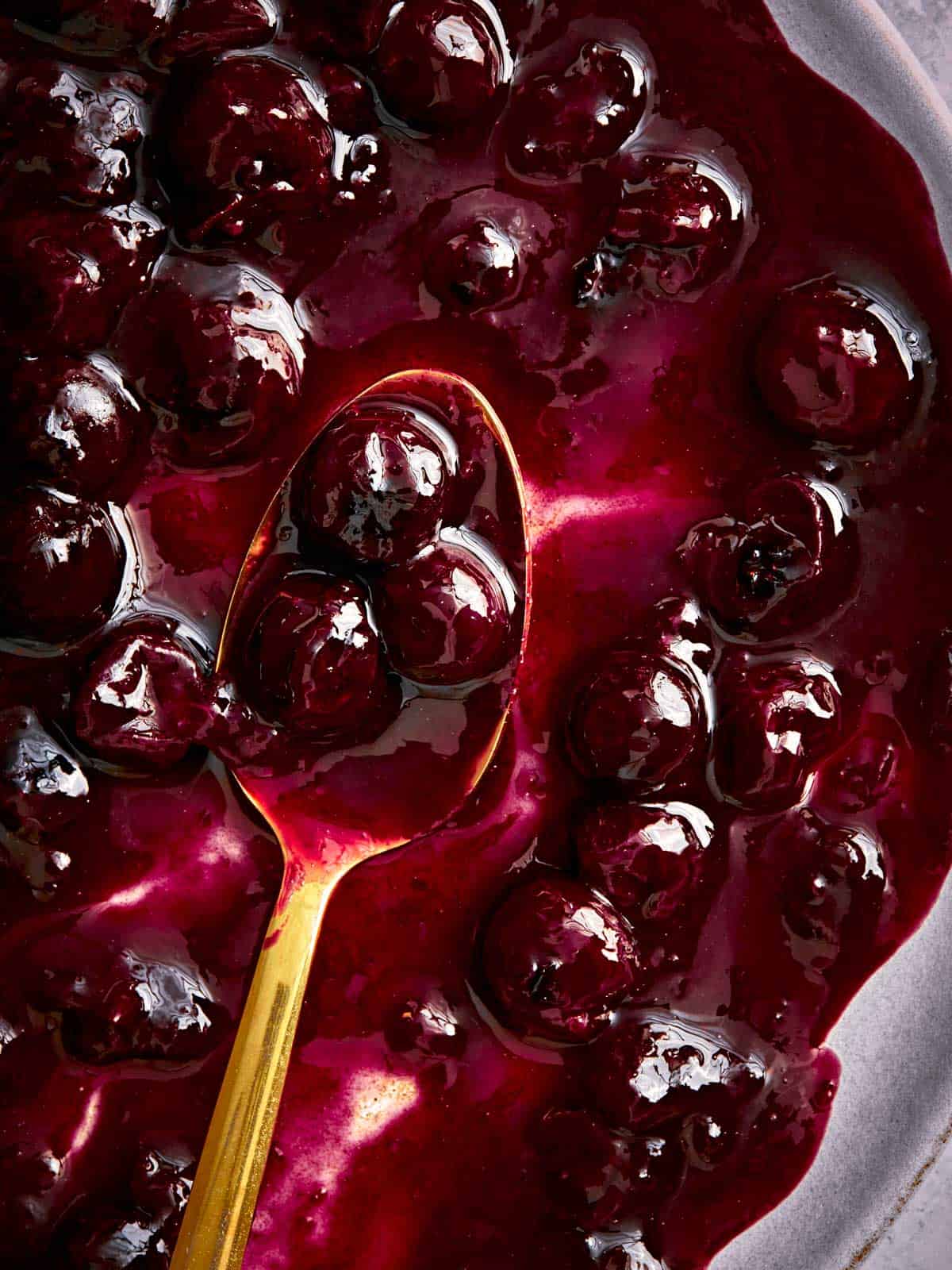close up blueberry sauce