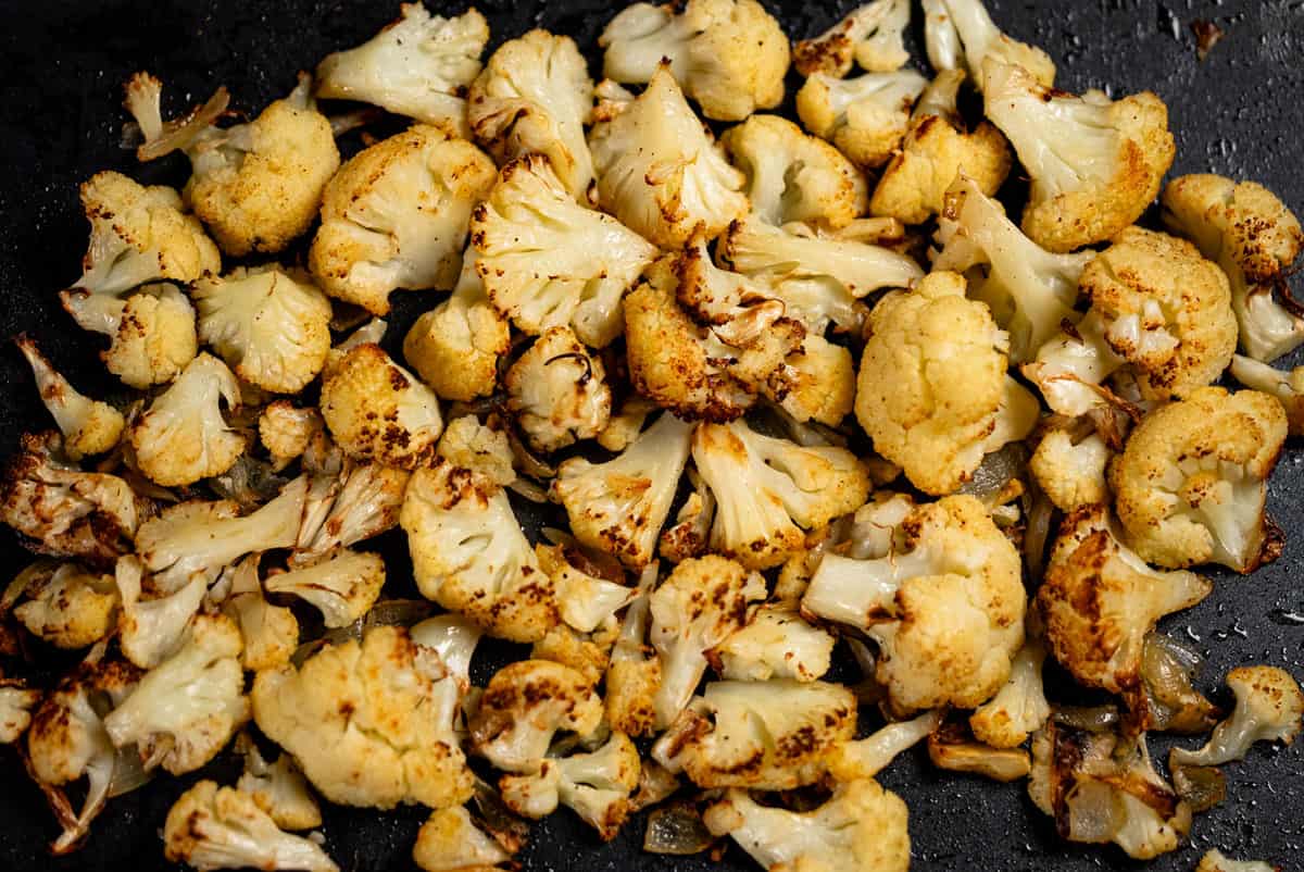 roasted cauliflower in a tray