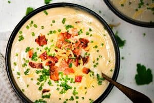 Plate ready to eat with bacon and cheese